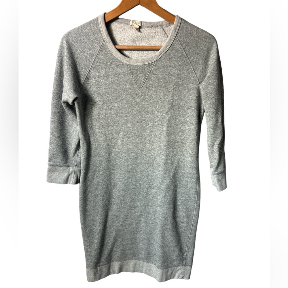 J. Crew Sweatshirt Mini Dress in Gray Small. Preppy Cozy clean girl aesthetic